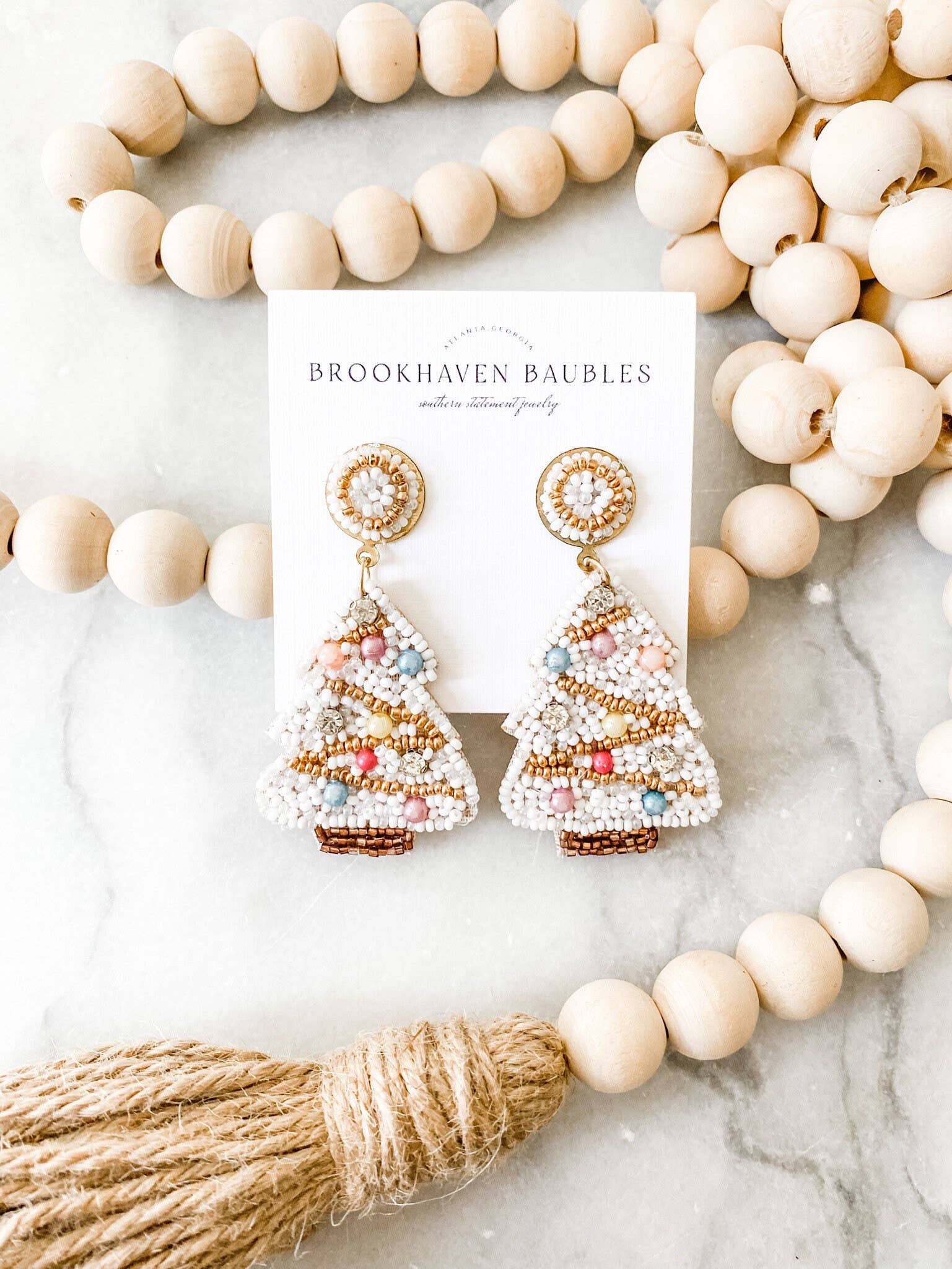 White Christmas Tree Earrings