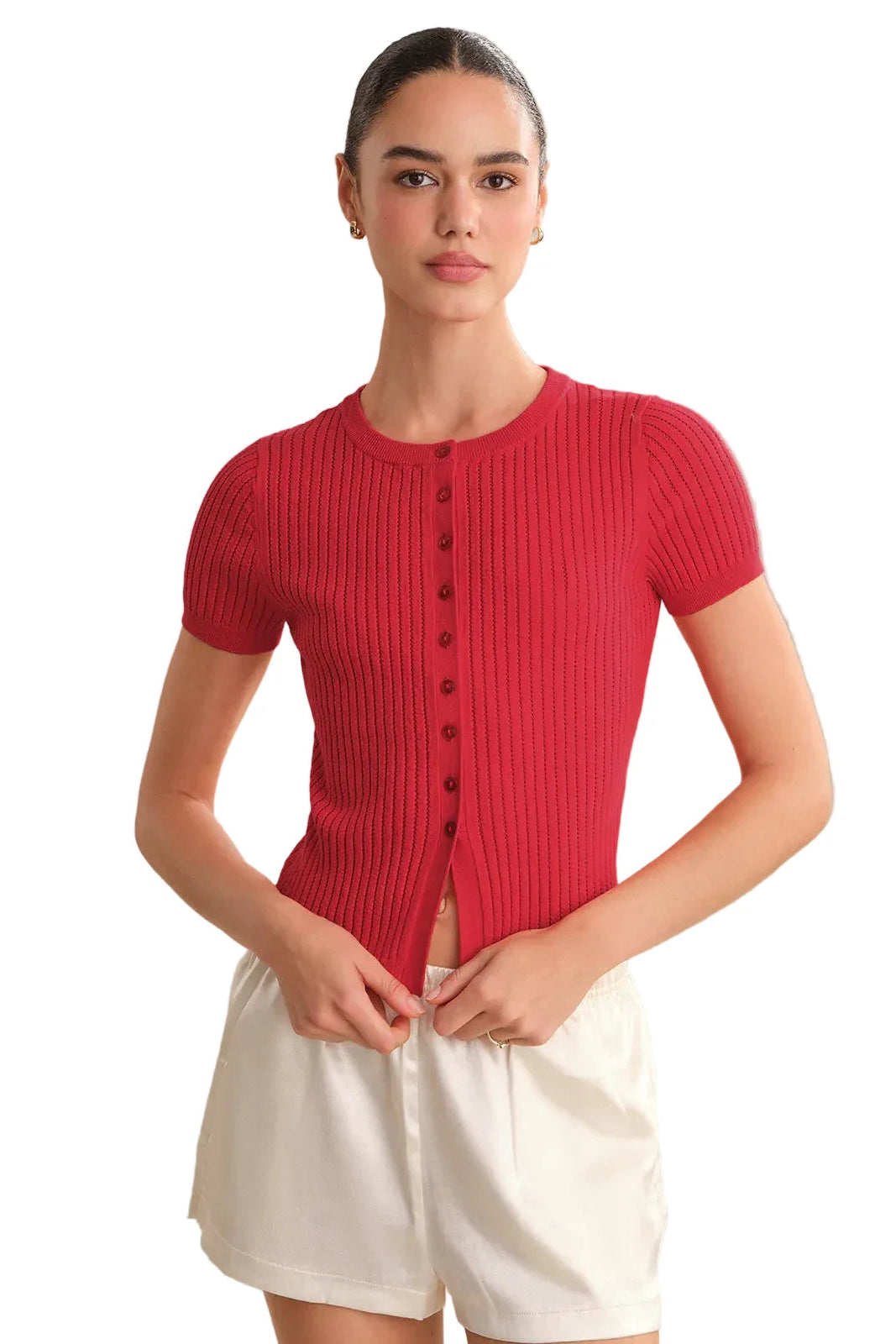 ANNA SHORT SLEEVE BUTTON DOWN CARDI