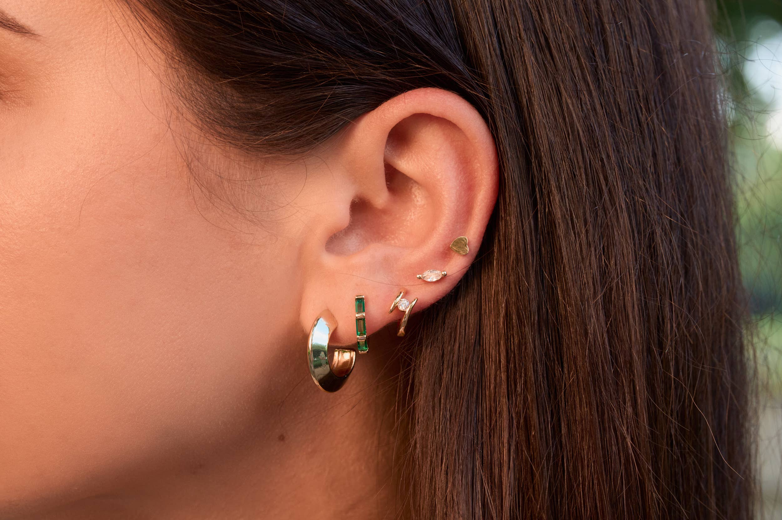 Flat Back Gold Heart Studs