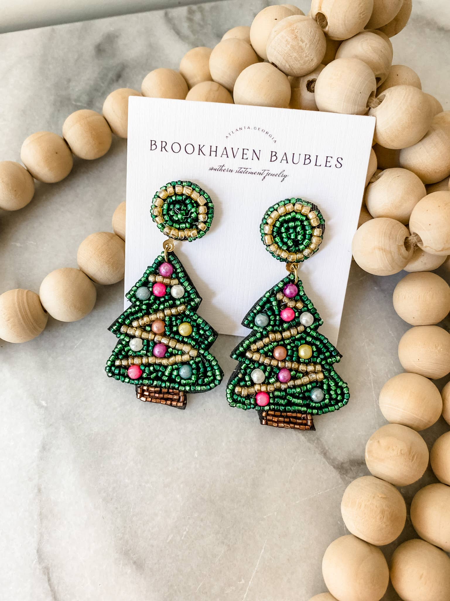 Green Christmas Tree Earrings