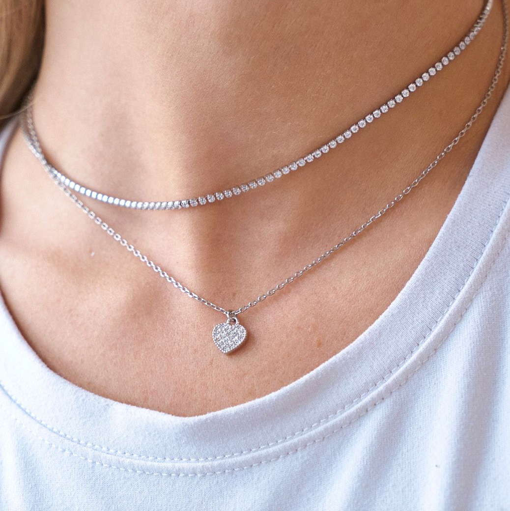 Micro Tennis Necklace Silver