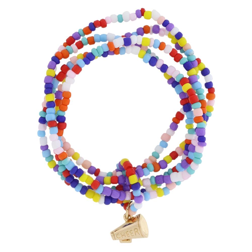 Kids 5 Strand Beaded & Cheer Megaphone Bracelet, 6.5" Around