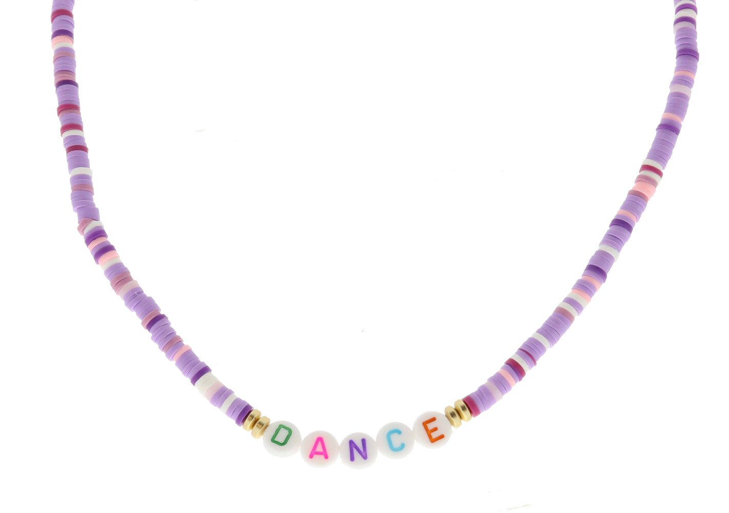 Kids "DANCE" Beads on Multi Rubber Sequin Necklace