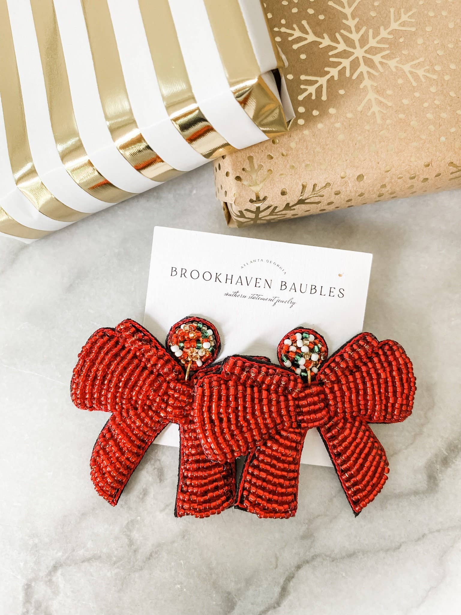 Red Christmas Bow Earrings