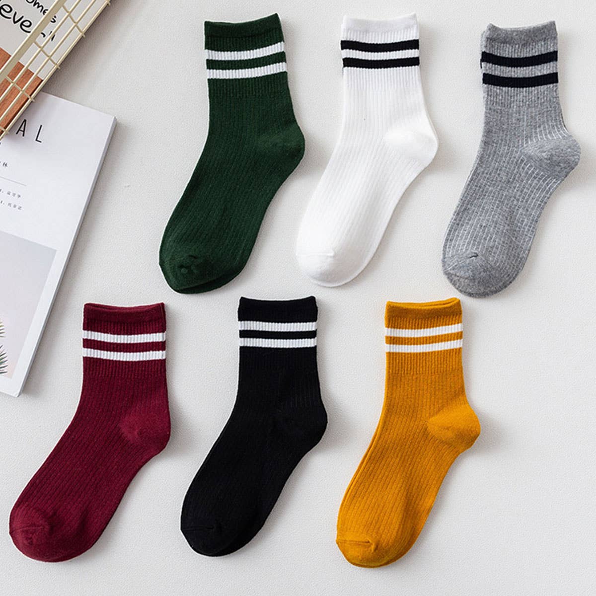 Classic Striped Pattern Crew Socks