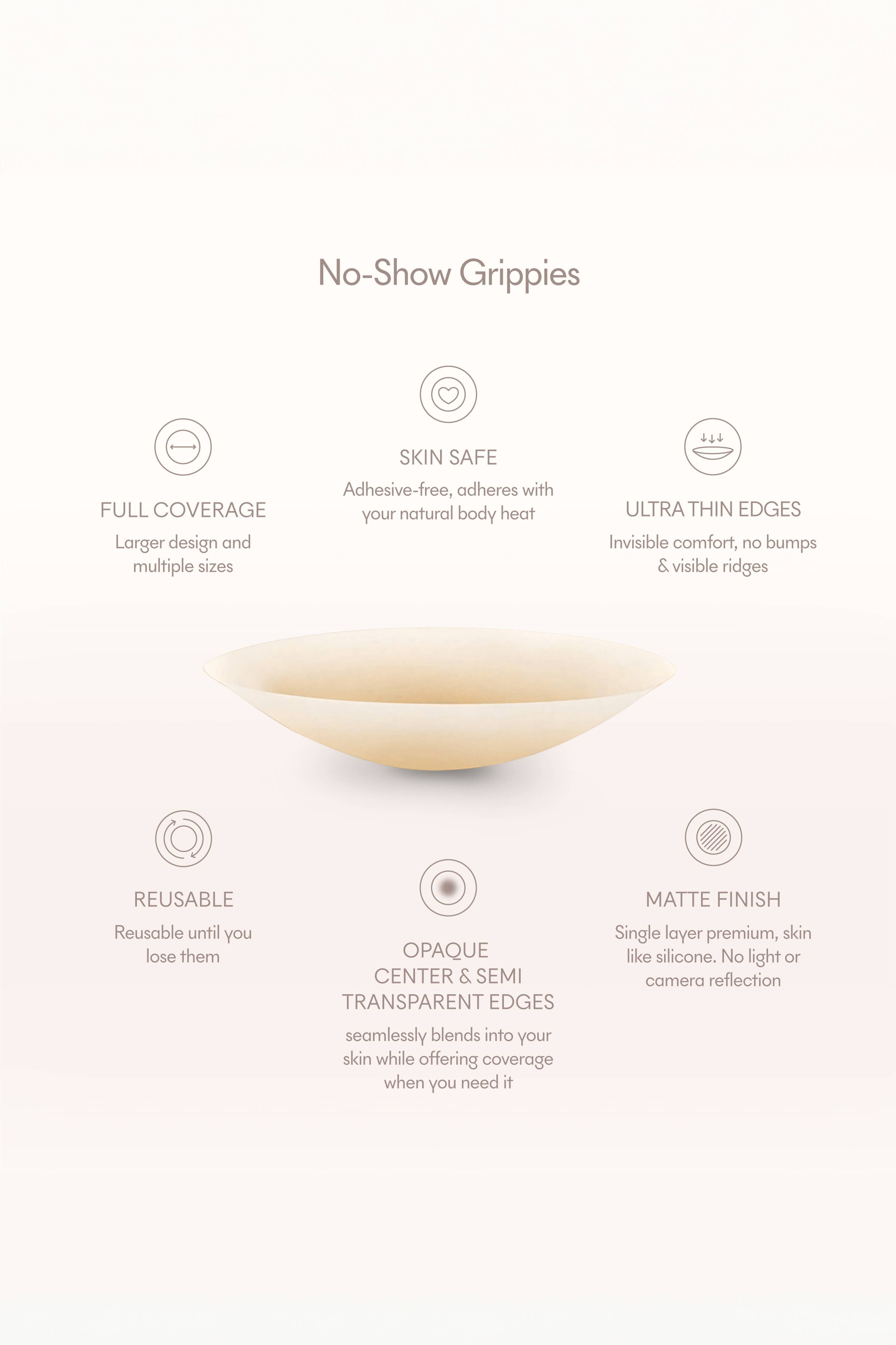Grippies No-Show | NON-ADHESIVE Reusable Nipple Covers
