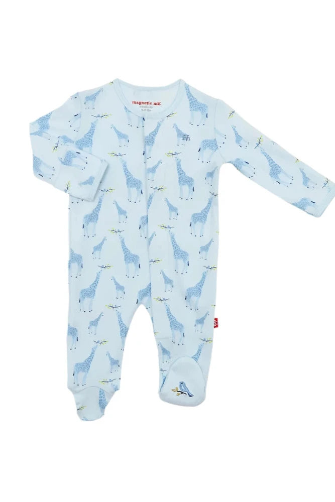 Blue Jolie Giraffe Organic Cotton Mag Footie