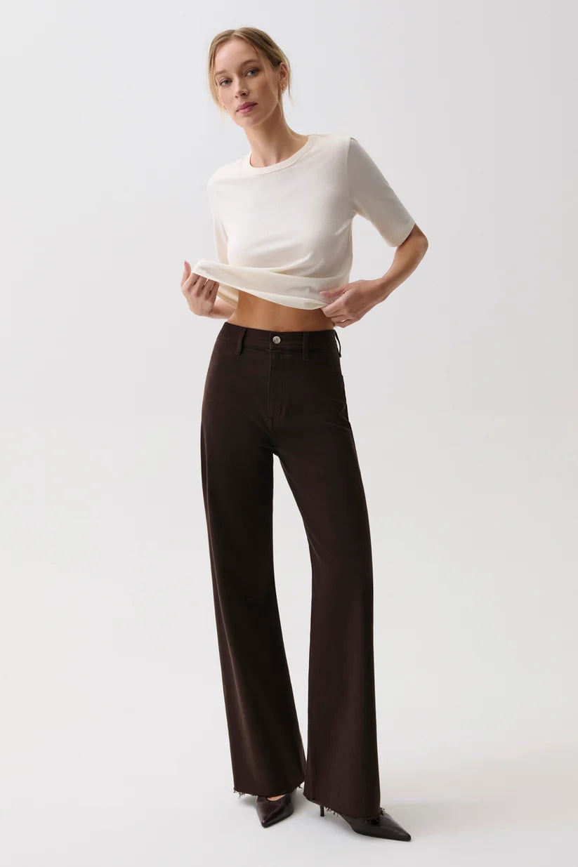 PENNY HIGH RISE WIDE LEG JEAN - MOCHA