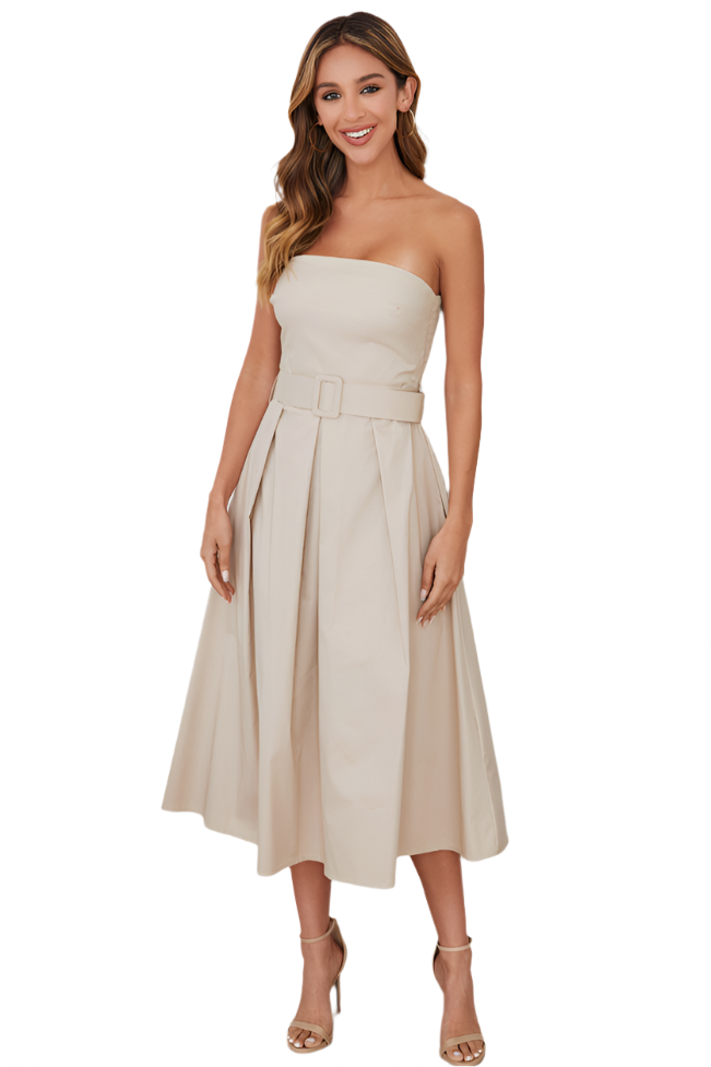 Strapless Midi dress with belt