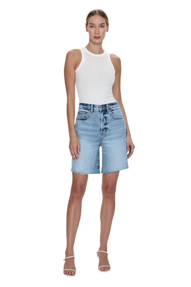 KAYLEE HIGH RISE PINCHED LOOSE STRAIGHT Denim Short