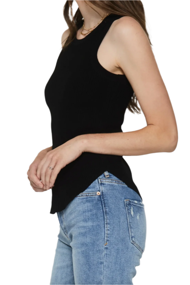 Cora Ribbed Tank / Black
