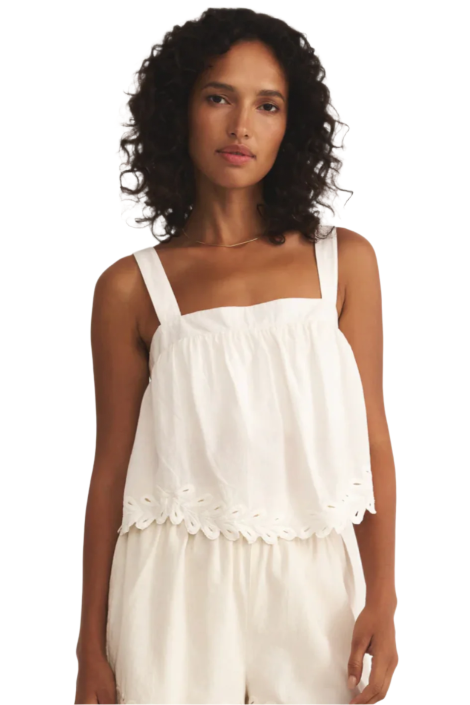 ANNECY EMBROIDERED LINEN TANK