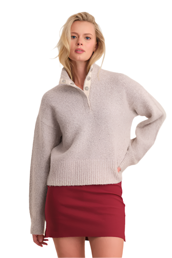 BOXY SNAP FRONT HENLEY