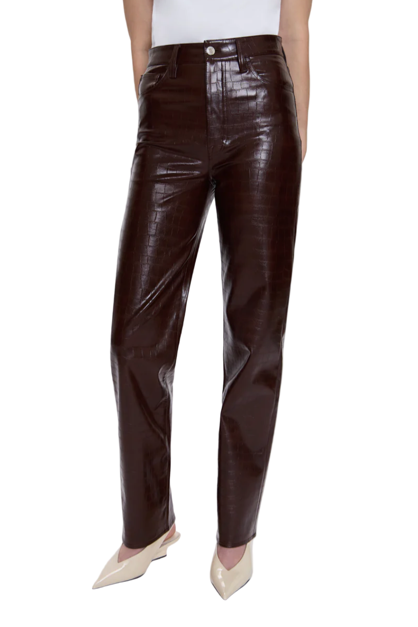 CASSIE SUPER HIGH RISE STRAIGHT PANT - TOBACCO CROC