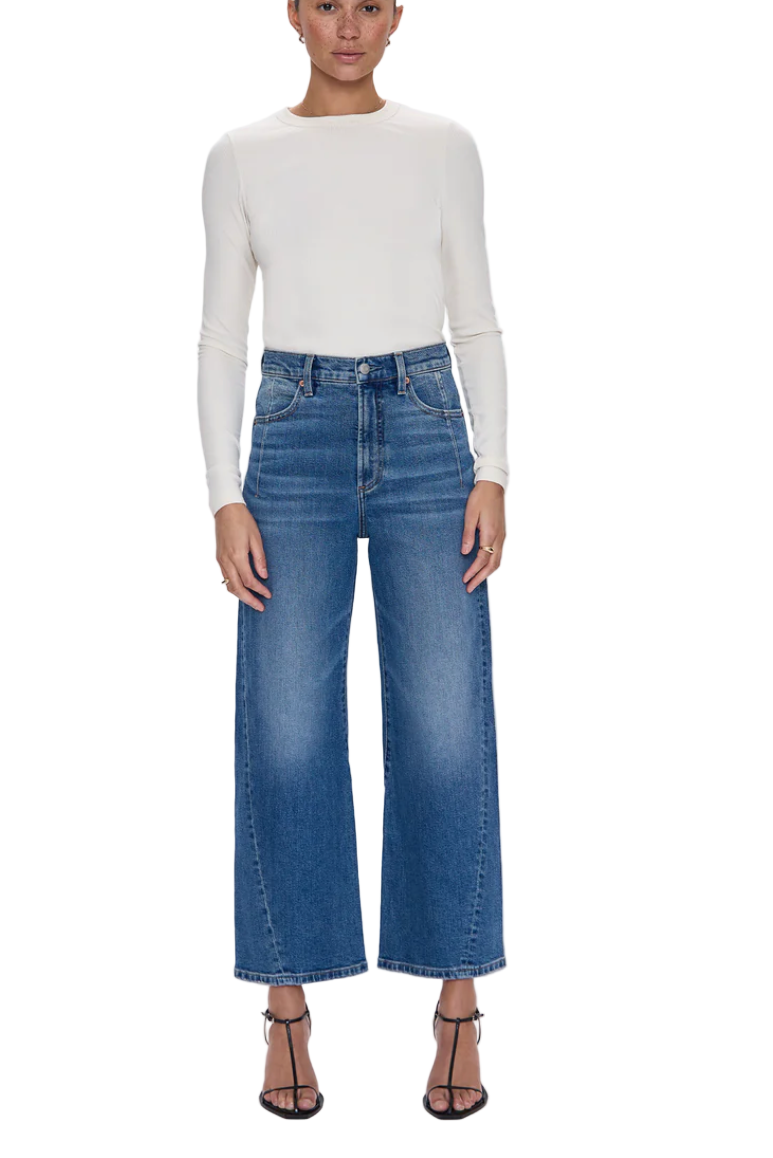 Pistola Kyra Denim with bowed silhouette and comfortable stretch.