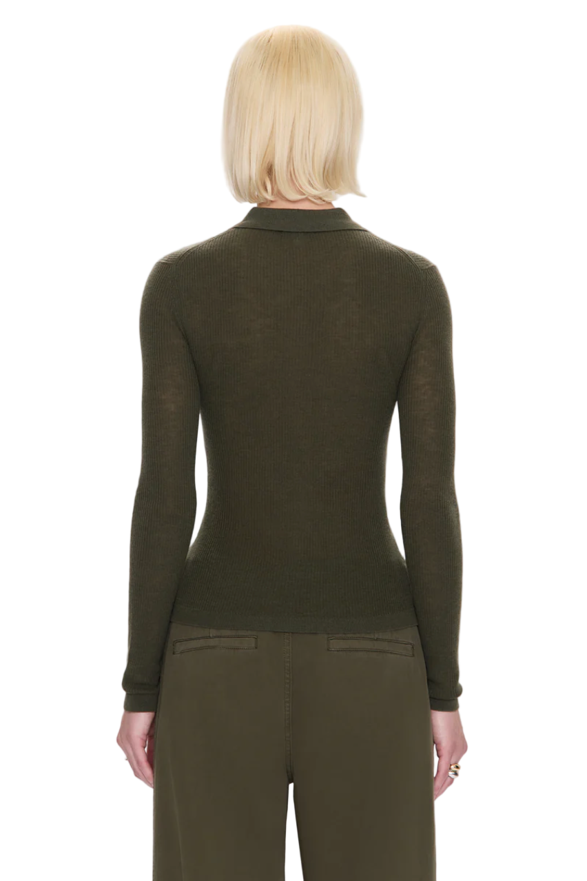 KOREY FITTED RIB CARDIGAN - SEQUOIA