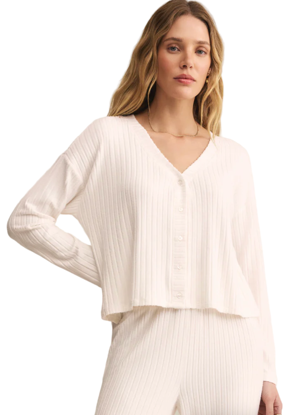 MARA RIB CARDIGAN / Vanilla