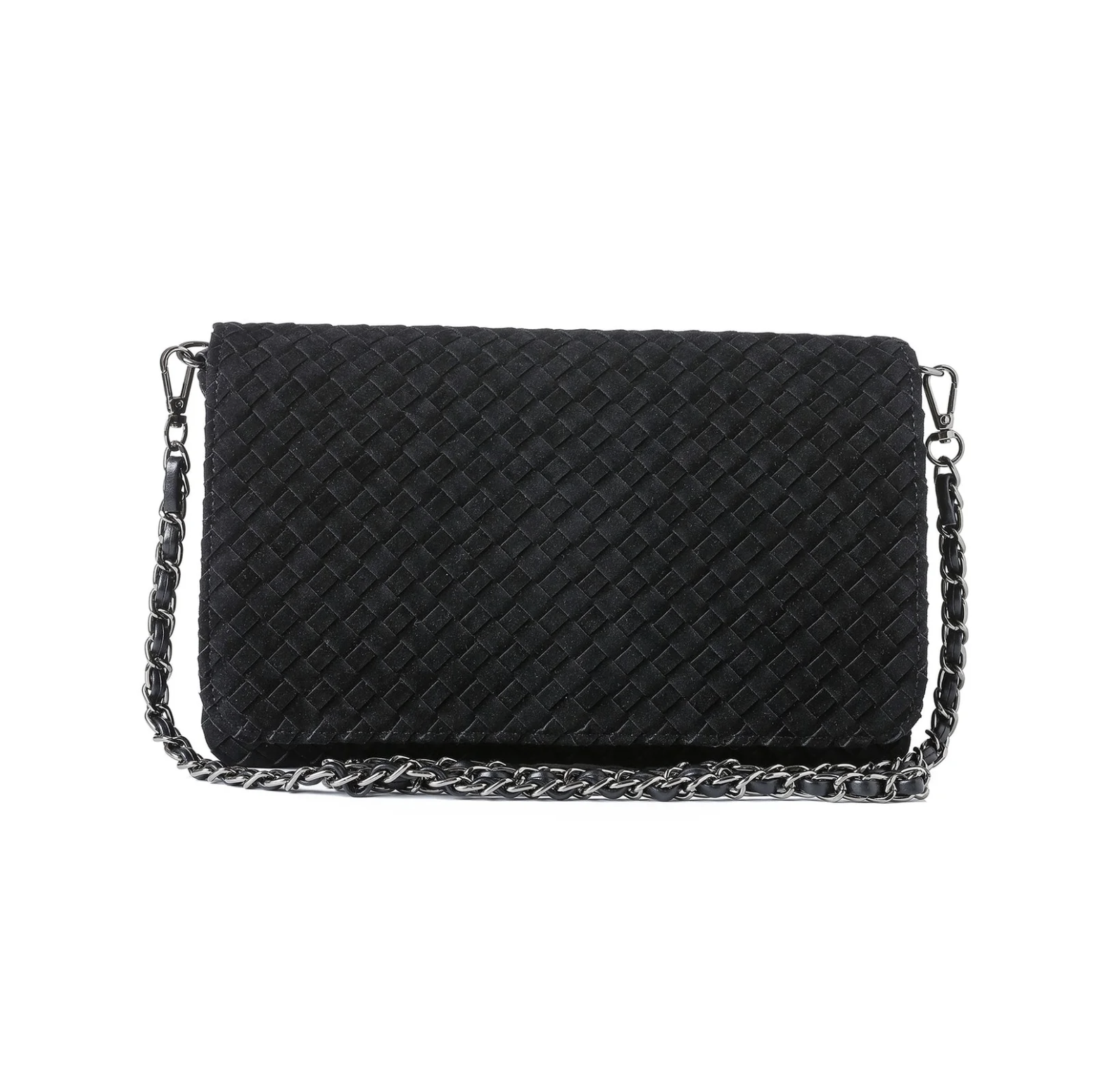 Lexi Woven Crossbody / Black Vegan Suede