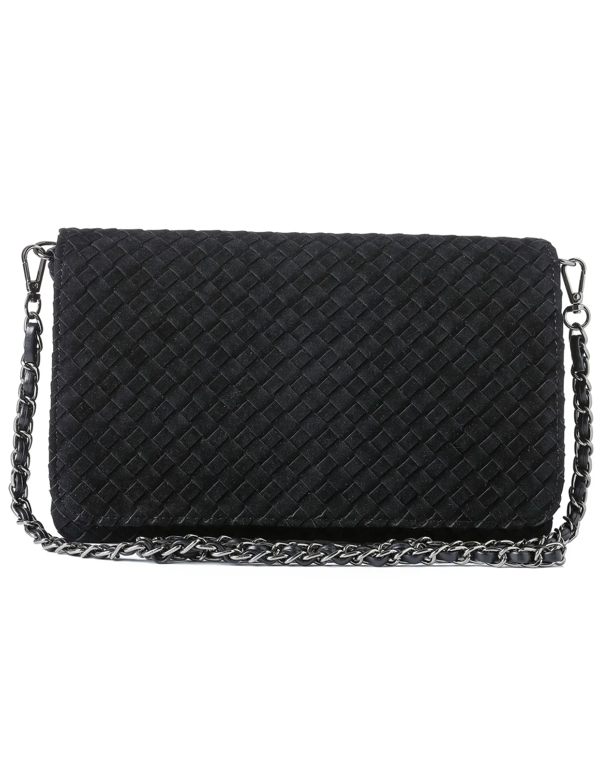 Lexi Woven Crossbody / Black Vegan Suede