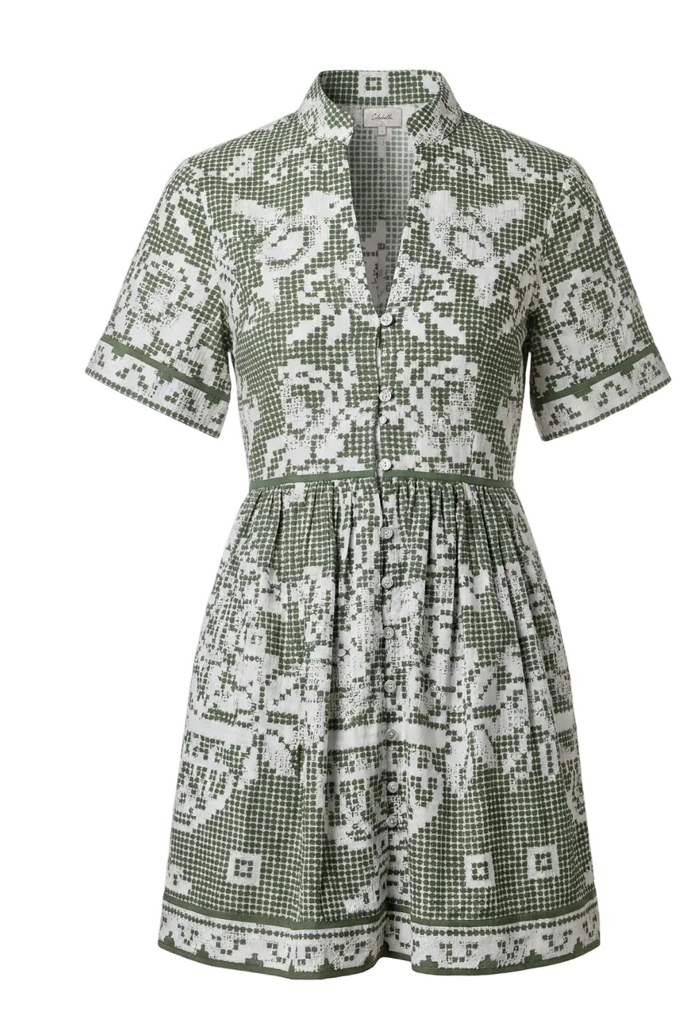 cotton fit and flare mini dress Dusty Blue Floral Cotton Fit and Flare Mini Dress