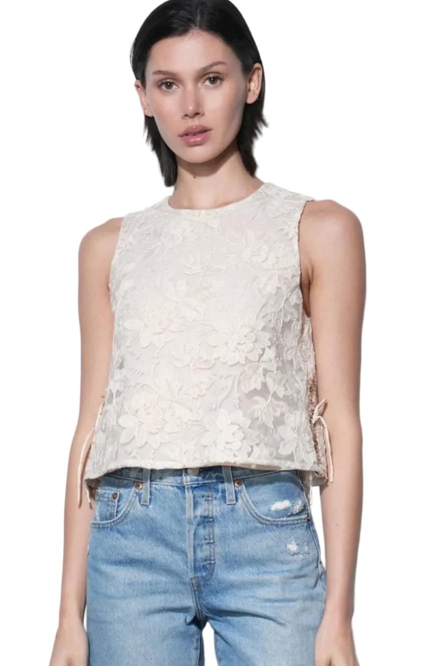 Alba Embroidered Side Tie Tank