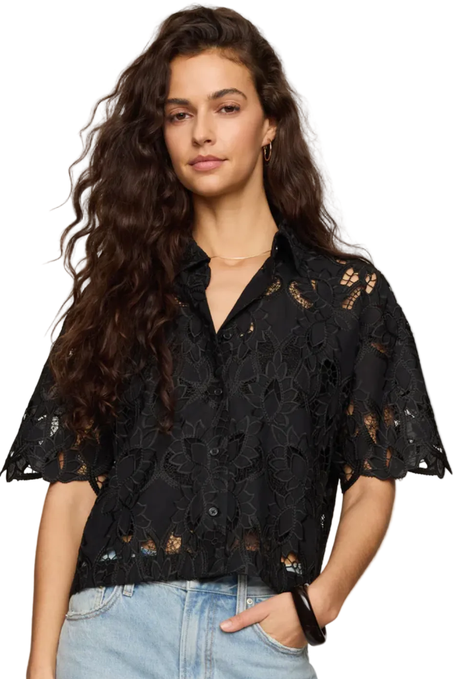 MIDNIGHT EMBROIDERED TOP