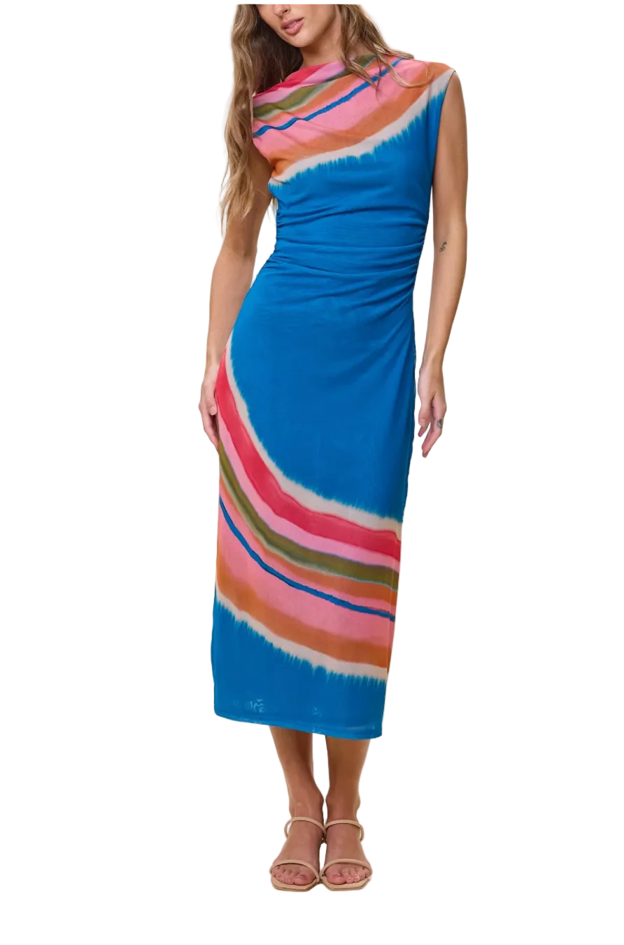 CARRIE MIDI DRESS | WATERCOLOR STRIPE