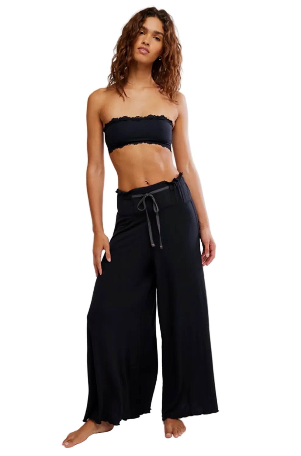 Dream State Wide-Leg Pants / BLACK