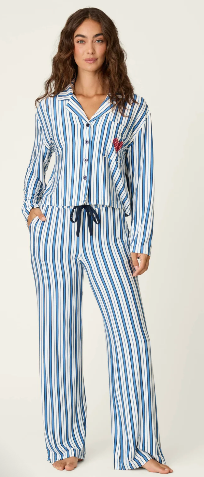Soiree Dreams Blue Stripe Long Sleeve PJ Set