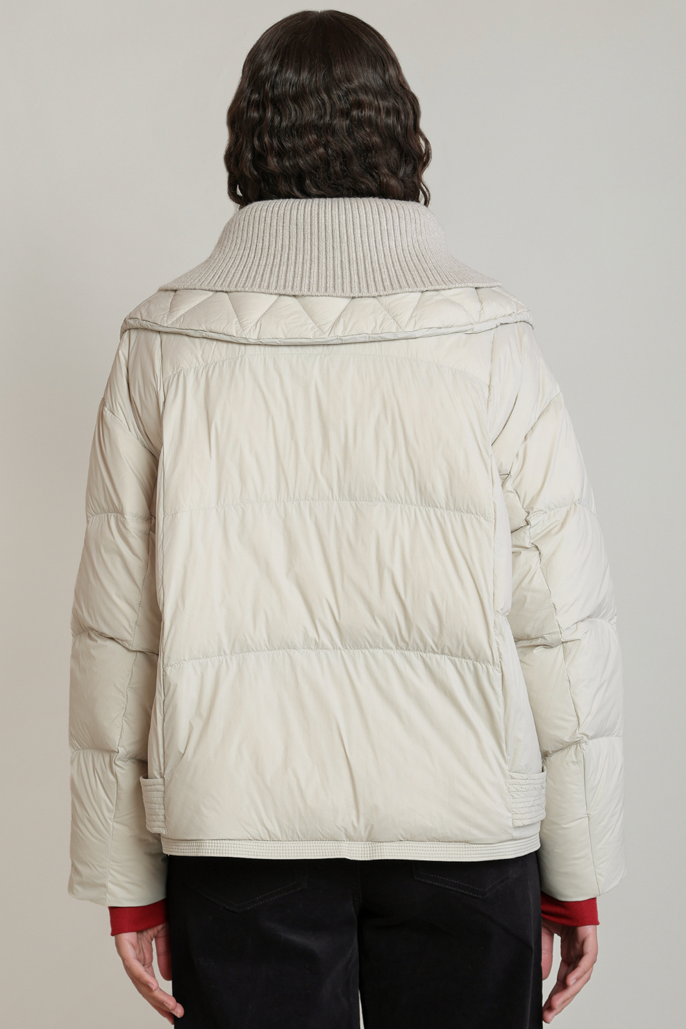 Dex Knit Collar Puffer- Matte Pearl