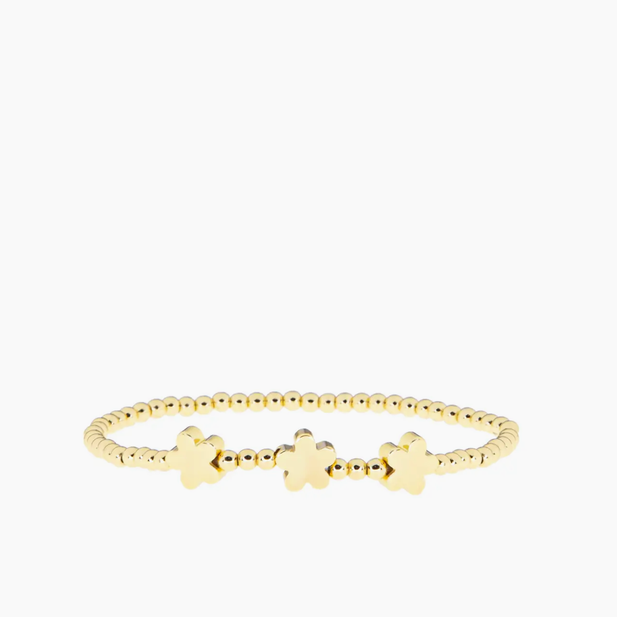 Gold-3mm Ball Bracelet with Flower Beads