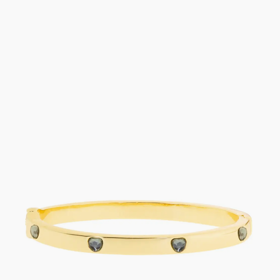 Gold 5mm Hinge Bangle Bracelet with Crystal Hearts