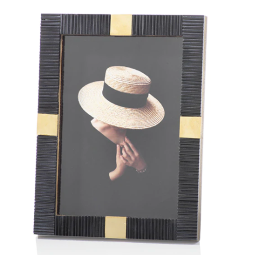 MAHA BLACK BONE W/ BRASS TRIM PHOTO FRAME