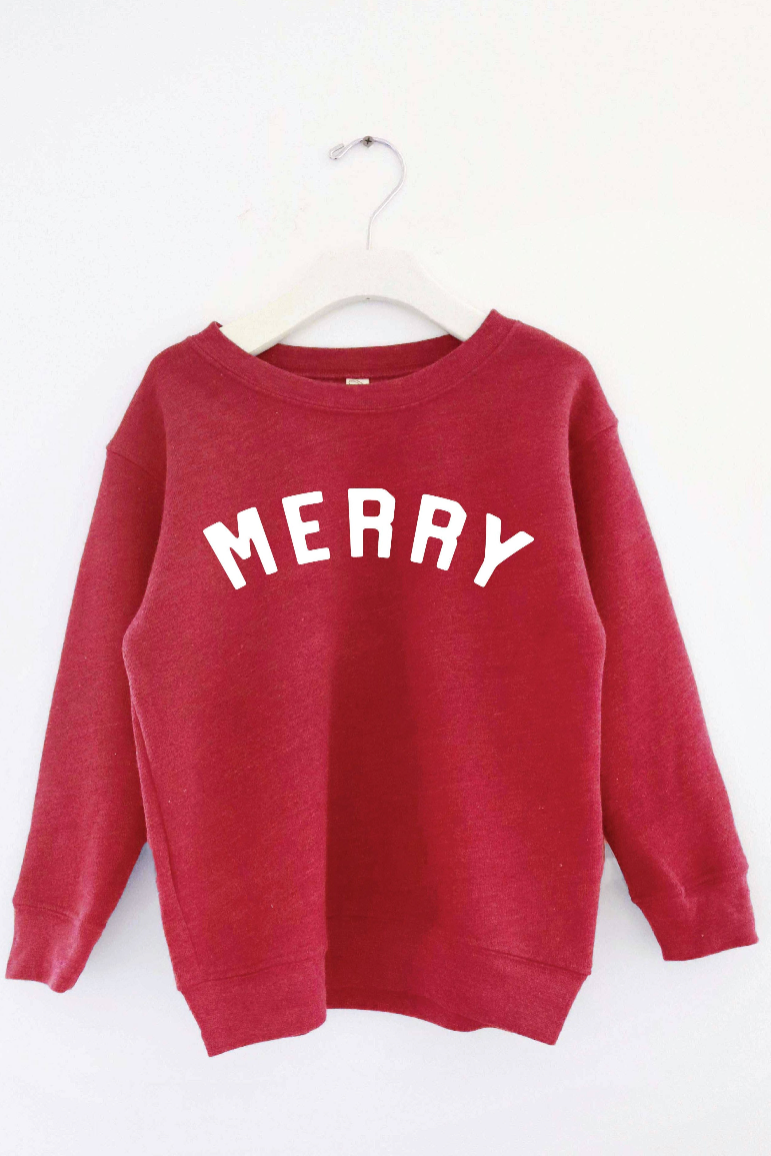 MERRY Youth Graphic Sweatshirt - Cranberry