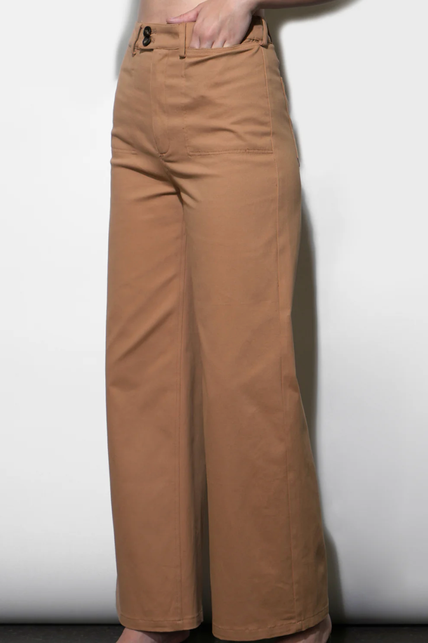 Jennsen Cotton Canvas Wide Leg Pants