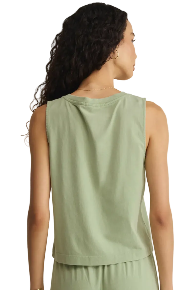 SLOANE V-NECK COTTON JERSEY TANK / crystal green