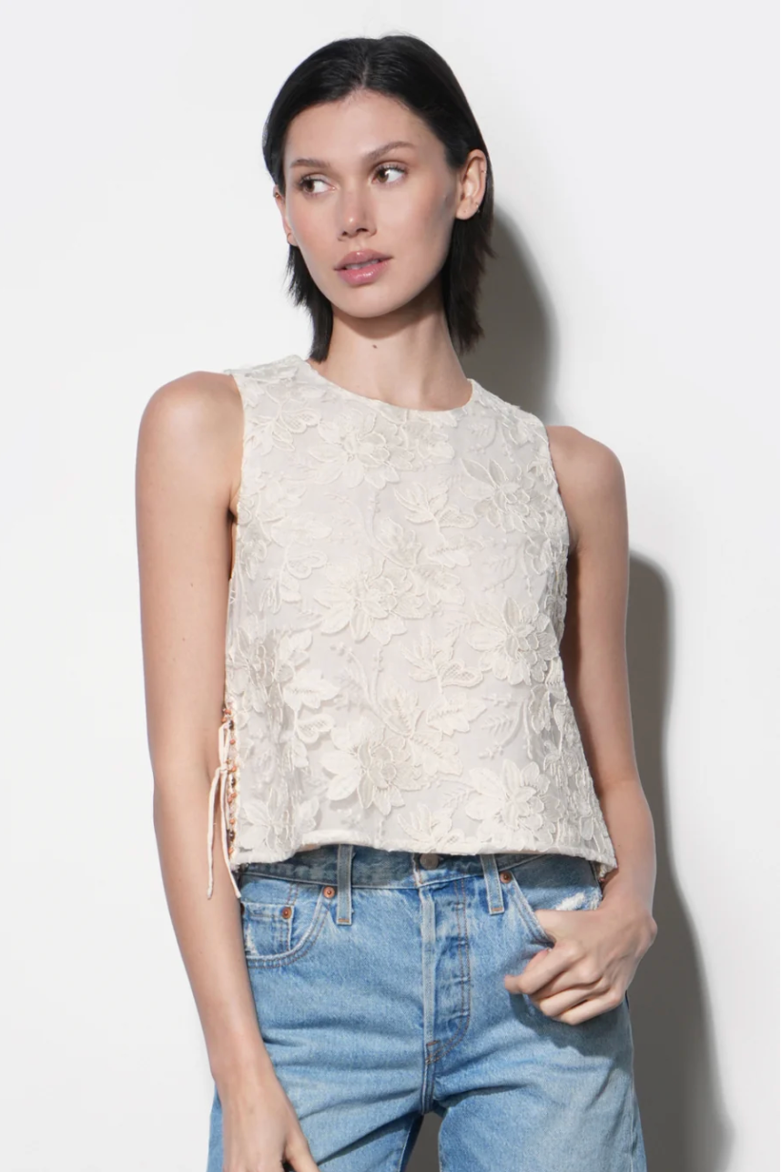 Alba Embroidered Side Tie Tank