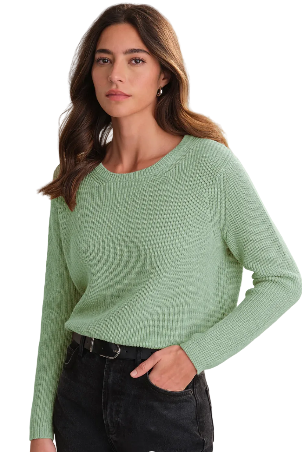 EMMA CREWNECK SHAKER SWEATER / Silt Green