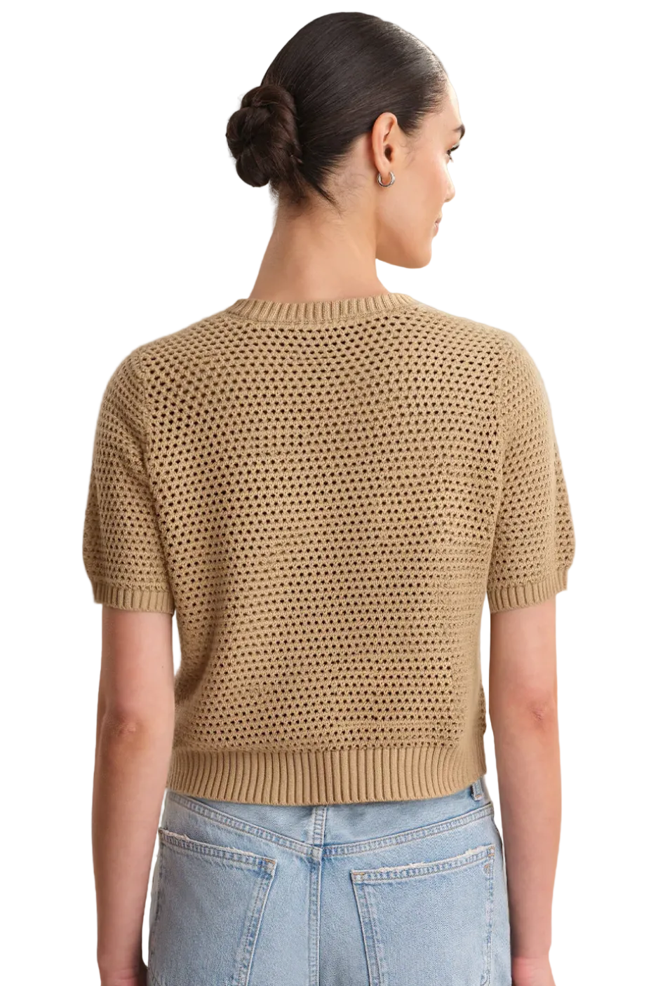 CELINE: COTTON CROPPED POINTELLE CARDIGAN