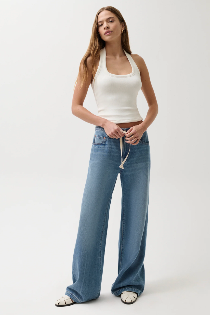 JADYN MID RISE DRAWSTRING PALAZZO JEAN - EXPANSE