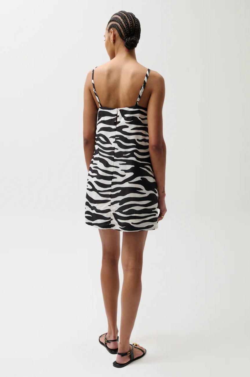MISA SILK BLEND MINI DRESS - ZEBRA