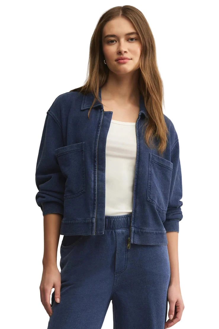 Z Supply Heritage Knit Denim Jacket styled with casual top and denim for an effortless everyday look