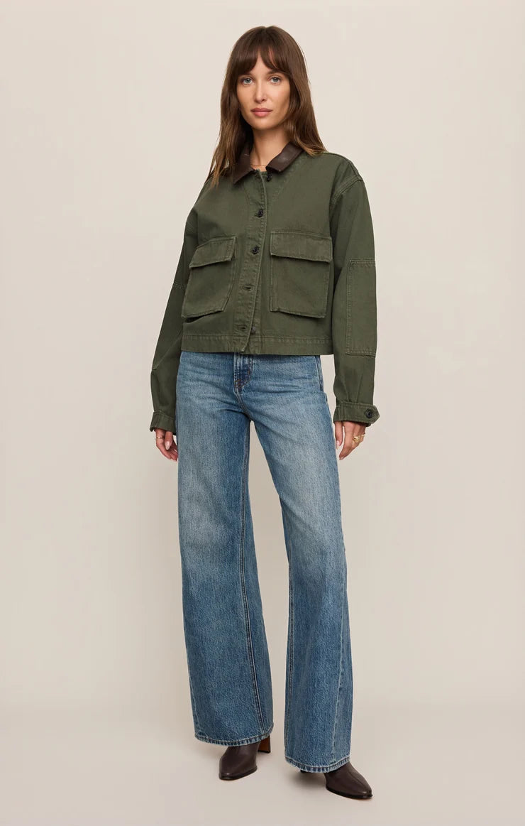 REY CROPPED DENIM CHORE JACKET