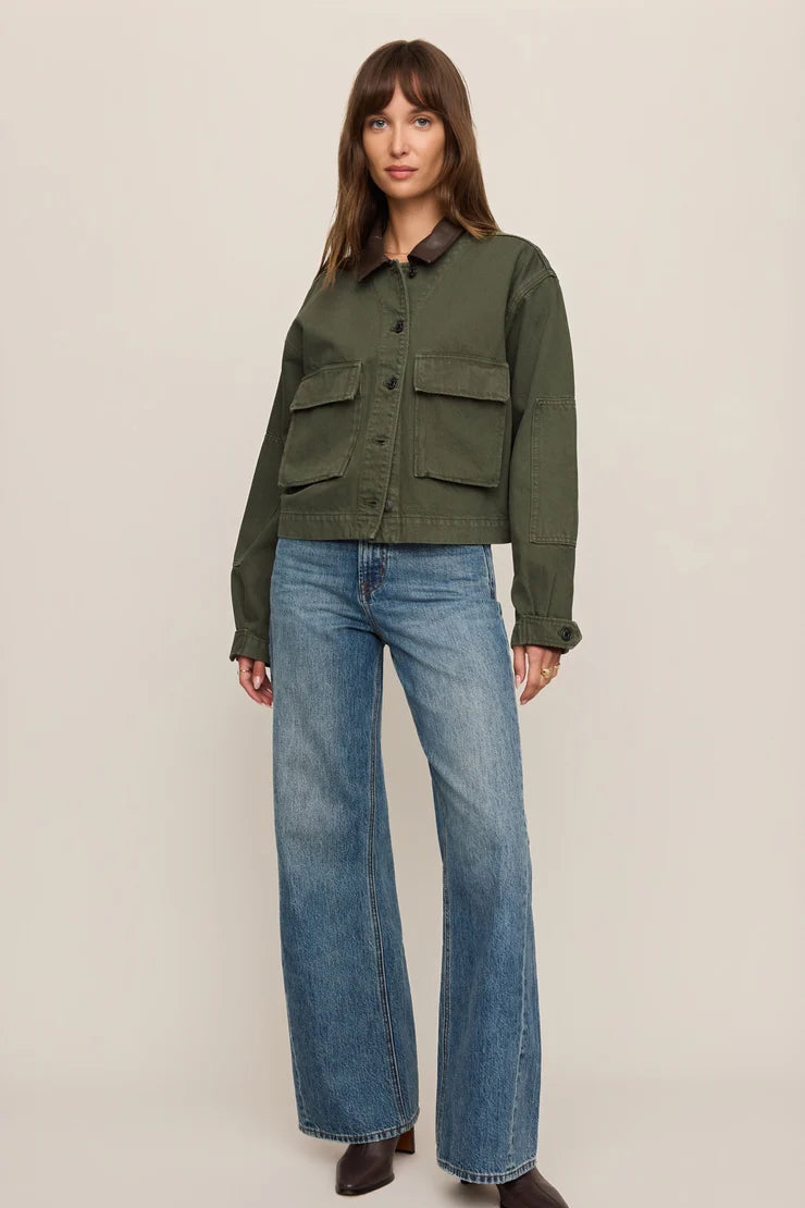REY CROPPED DENIM CHORE JACKET