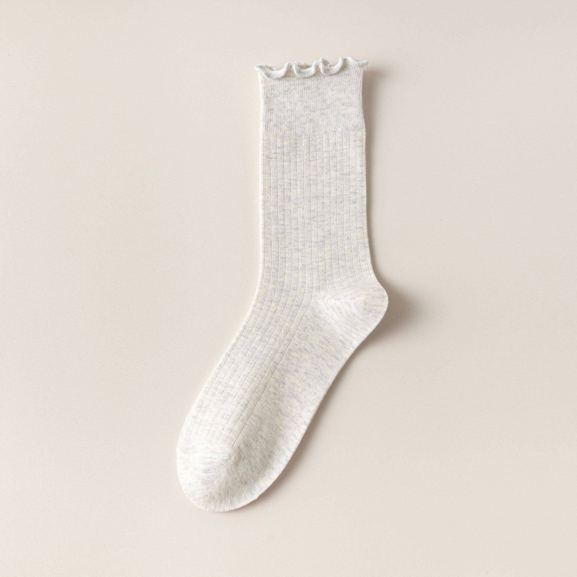 Solid Ruffle Crew Socks