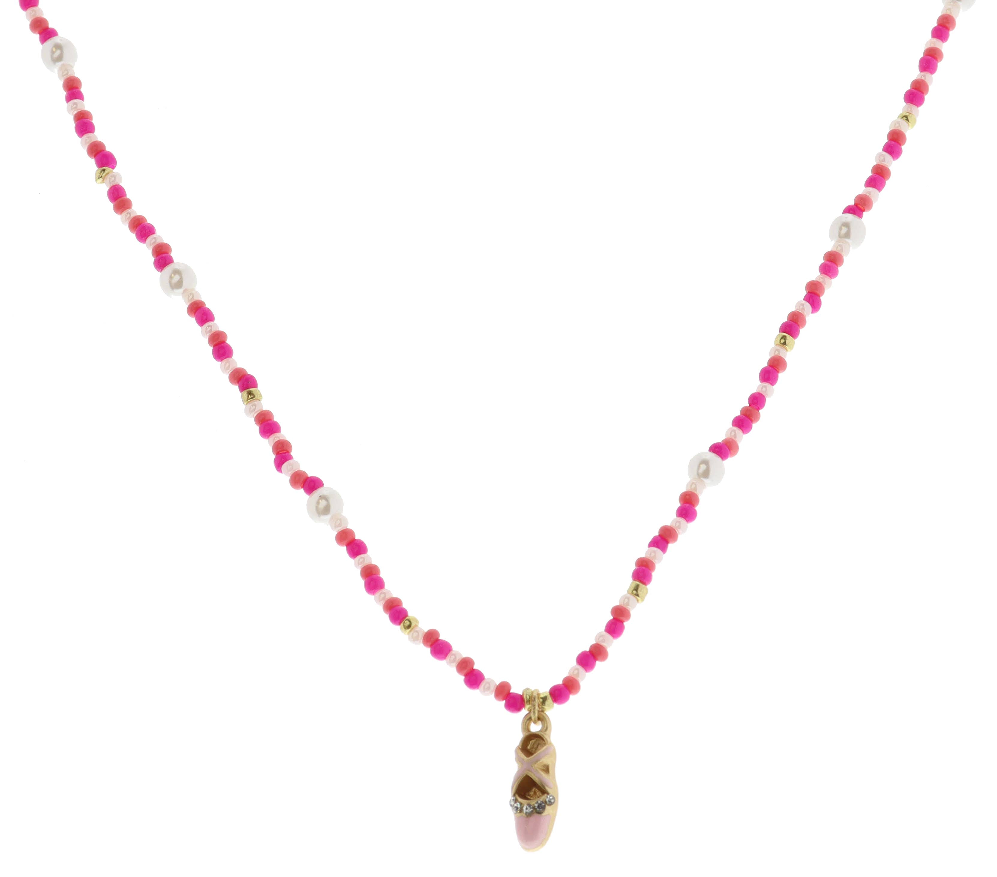 Kids Pink with Pearl Accents with Ballet Slipper Necklace