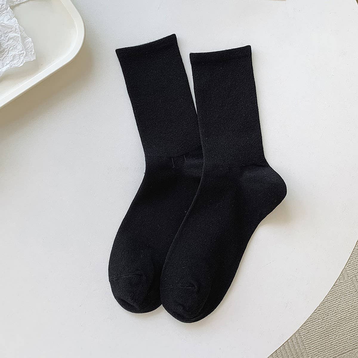 SOLID COLOR THIN COTTON WOMEN'S MID-CALF SOCKS
