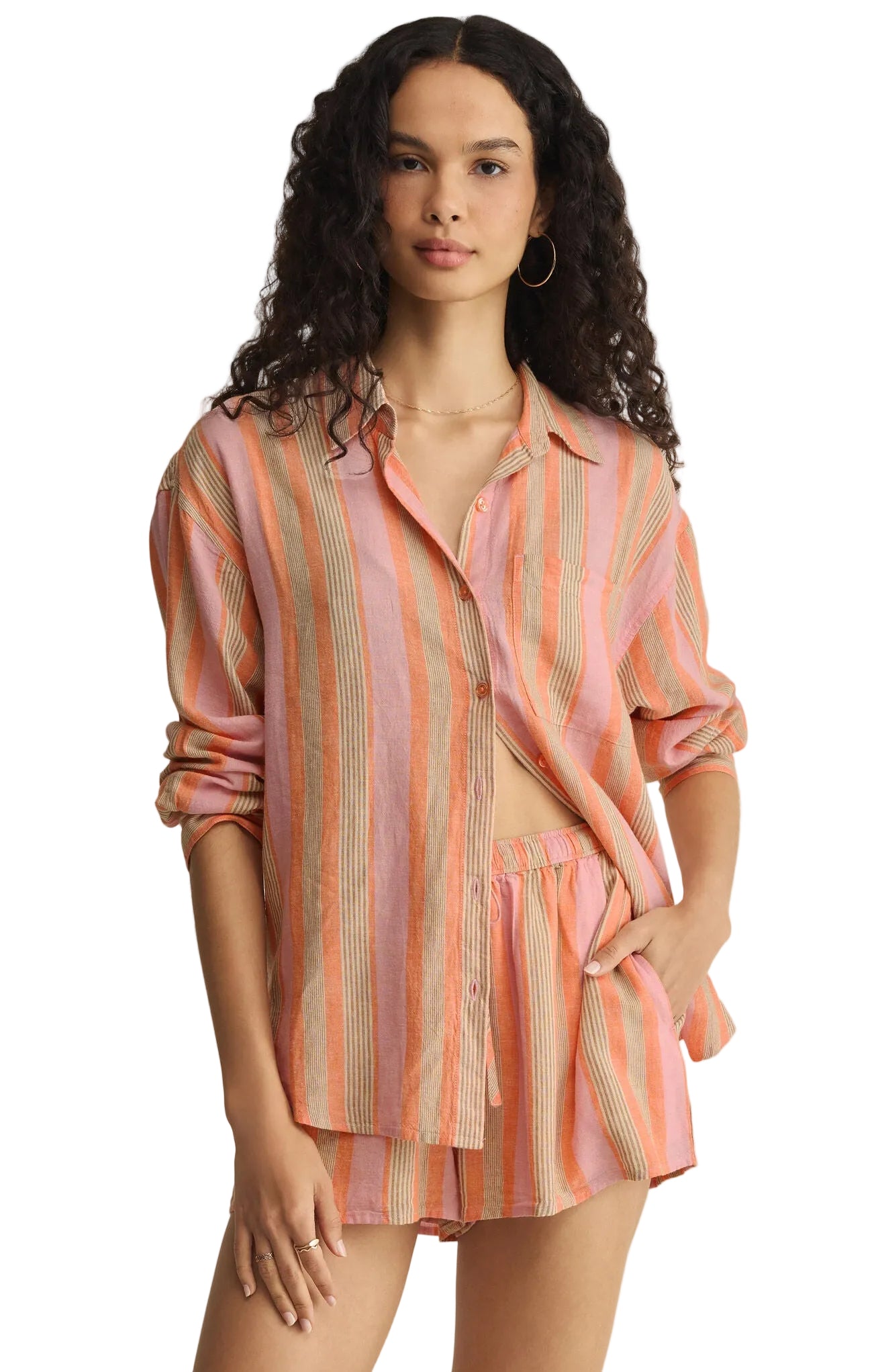THE PERFECT STRIPED BUTTON UP / Tiger Lily