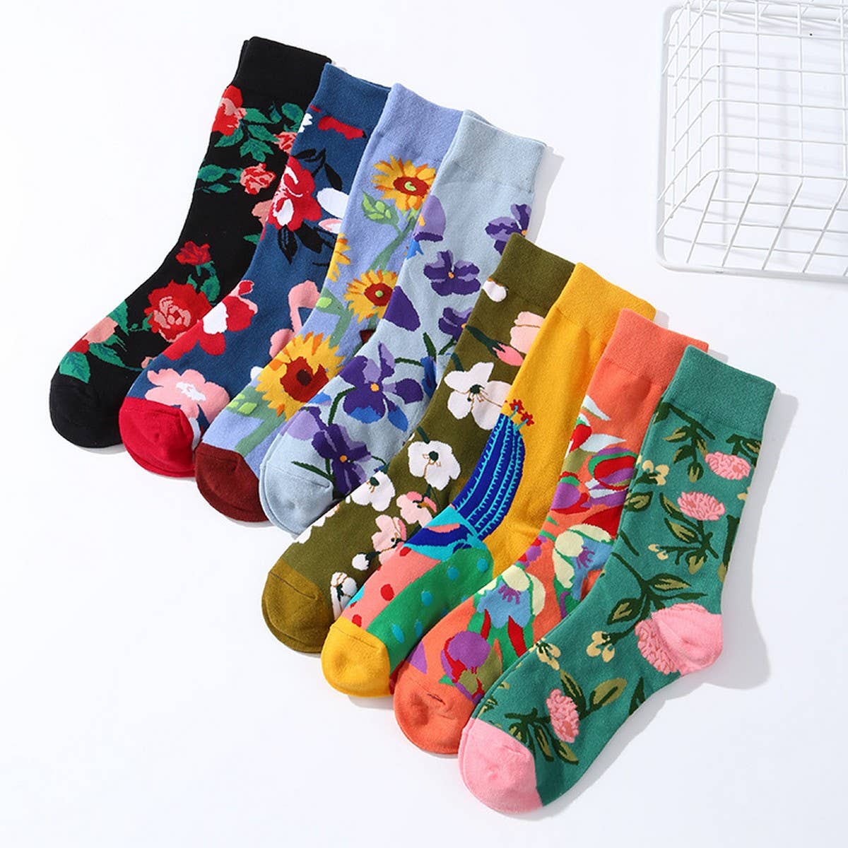FLORAL MID-CALF SOCKS