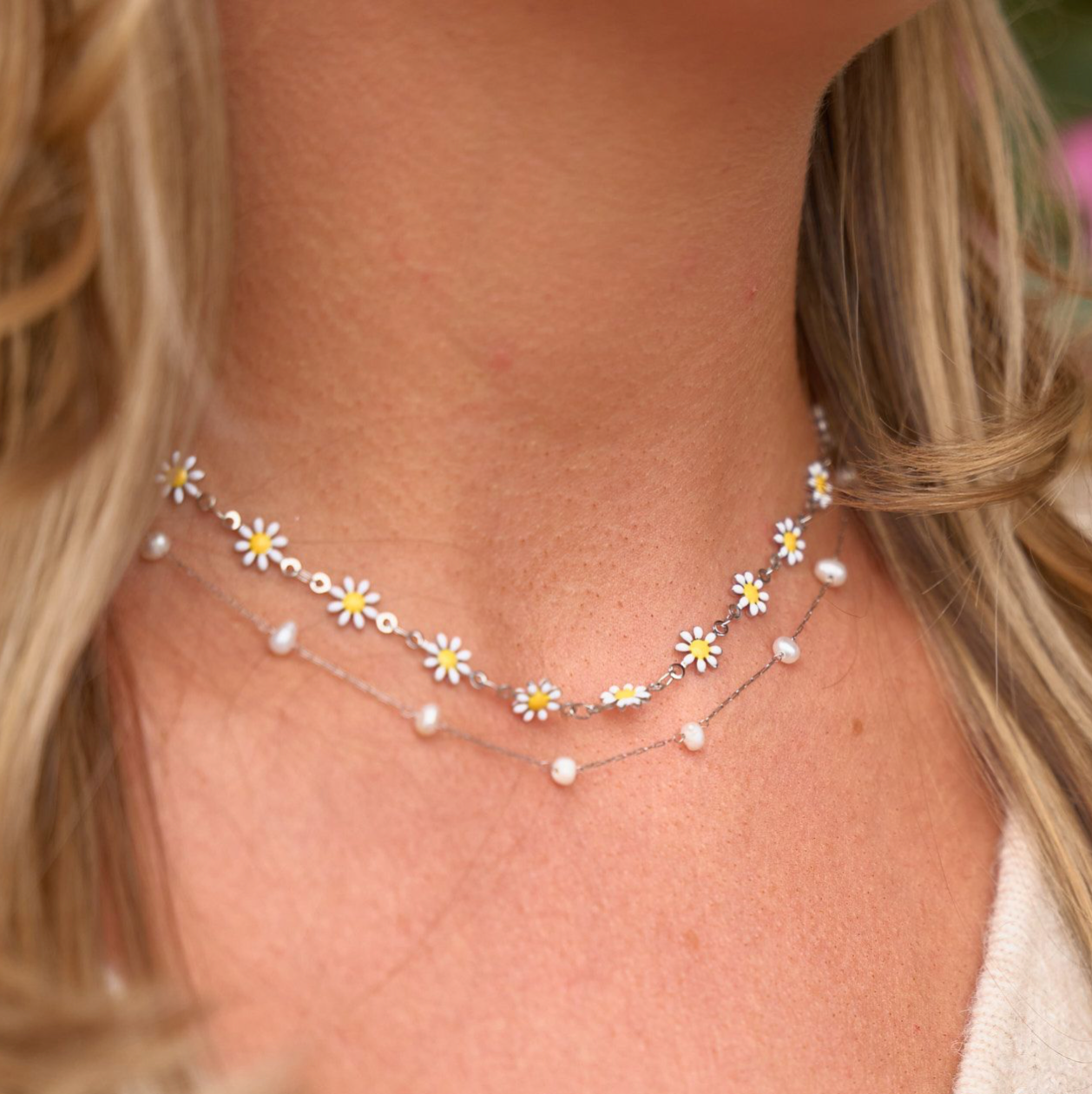 Camille Pearl Necklace / Silver
